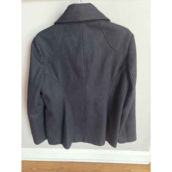 Vintage Guess Womens  SZ LG Pea Coat Double Breasted Black Wool Blend Jacket - Picture 6 of 14